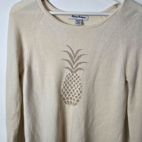 Tommy Bahama Size XS Serena Wool Cashmere Blend Pineapple Intarsia Sweater - Picture 3 of 13